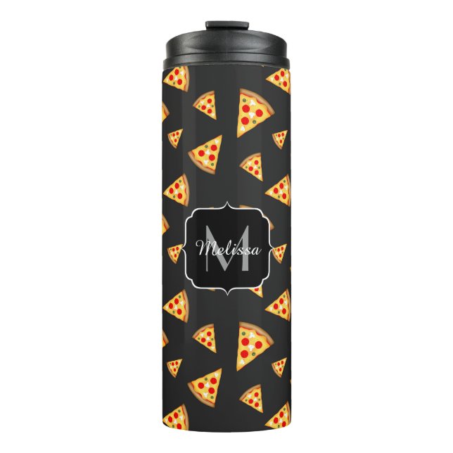Garrafa Térmica Cool and fun pizza slices pattern Monogram (Frente)
