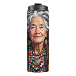 Garrafa Térmica Cool Old Lady in Dread Locks Hippie Woman  