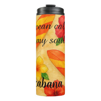 Garrafa Térmica Copacabana Beach Watercolor Floral Tropical