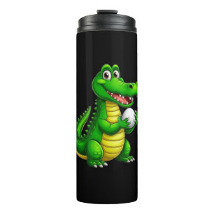 Garrafa Térmica Copo de Crocodilo Fofo – Animal de Jacaré Verde De