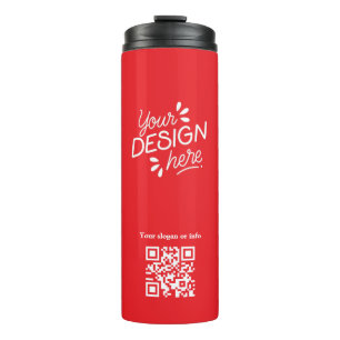 Garrafa Térmica Copo Personalizado com Código QR e Slogan Vermelho