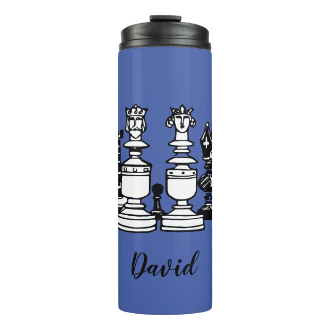 Garrafa Térmica Copo Personalizado Temático de Xadrez (Frente)