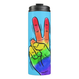 Garrafa Térmica Copo Rainbow Peace com nome personalizado e cor