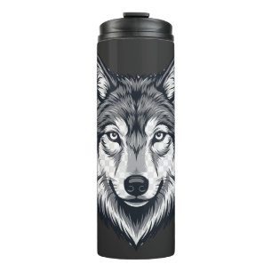 Garrafa Térmica Copo Térmico com Gráfico de Cabeça de Lobo Solitár