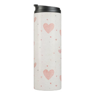 Garrafa Térmica Copo Térmico com Padrão de Coração Rosa Suave