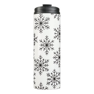 Garrafa Térmica Copo Térmico com Padrão de Floco de Neve Preto e B