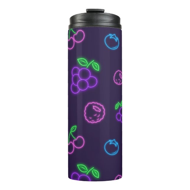 Garrafa Térmica Copo Térmico com Padrão de Frutas Neon (Frente)