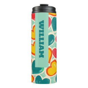 Garrafa Térmica Copo Térmico Coração Amor Pop Retro