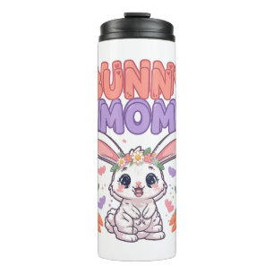 Garrafa Térmica Copo Térmico Coroa Floral Bunny Mom