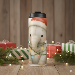 Garrafa Térmica Copo Térmico de Natal Elefante com Pontos Macios