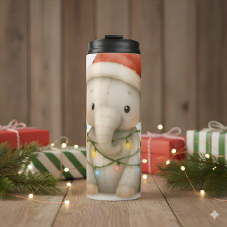 Garrafa Térmica Copo Térmico de Natal Elefante com Pontos Macios