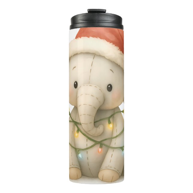 Garrafa Térmica Copo Térmico de Natal Elefante com Pontos Macios (Frente)