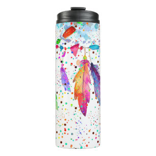 Garrafa Térmica Copo térmico de penas boho
