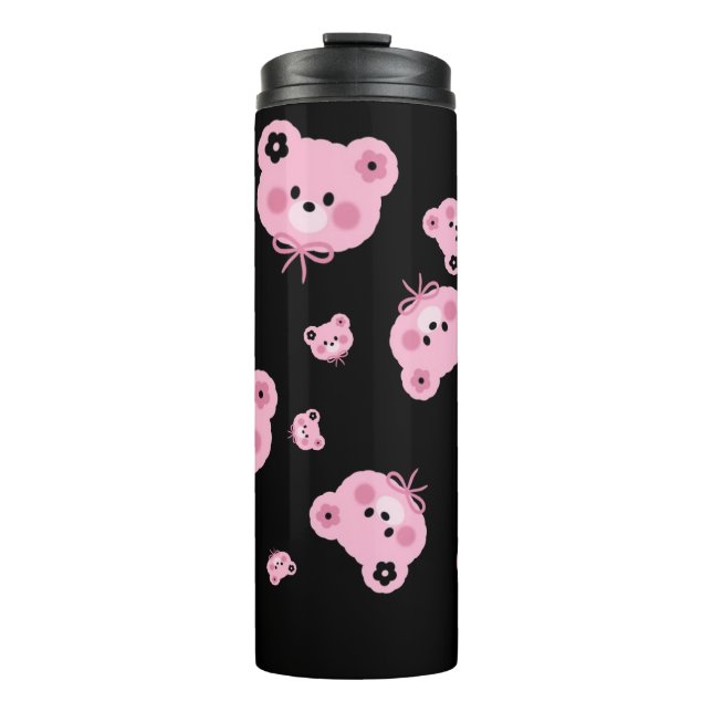 Garrafa Térmica Copo Térmico de Urso de Pelúcia Rosa Fofa  (Frente)