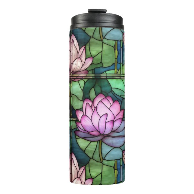 Garrafa Térmica Copo Térmico de Vidro Pintado Lotus (Frente)
