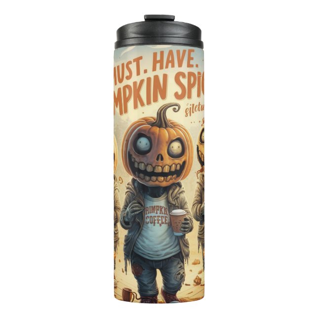 Garrafa Térmica Copo Térmico Engraçado de Abóbora de Halloween com (Frente)