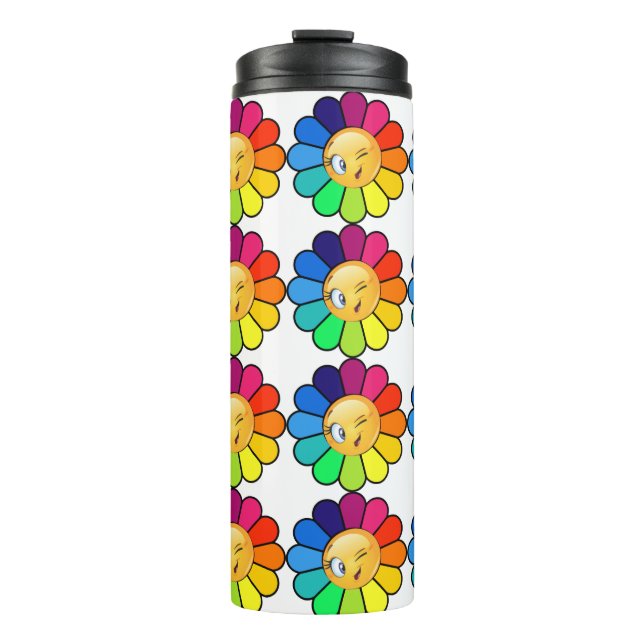 Garrafa Térmica Copo Térmico Flor de Arco-Íris Fofa (Frente)