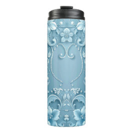 Garrafa Térmica Copo Térmico Floral Decorativo Azul