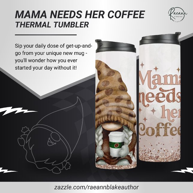 Garrafa Térmica Copo Térmico Gnome da Mamãe Precisa de Seu Café (Criador carregado)