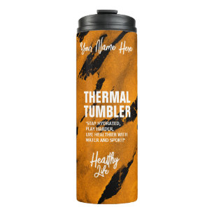 Garrafa Térmica Copo Térmico Laranja Preto Brushy