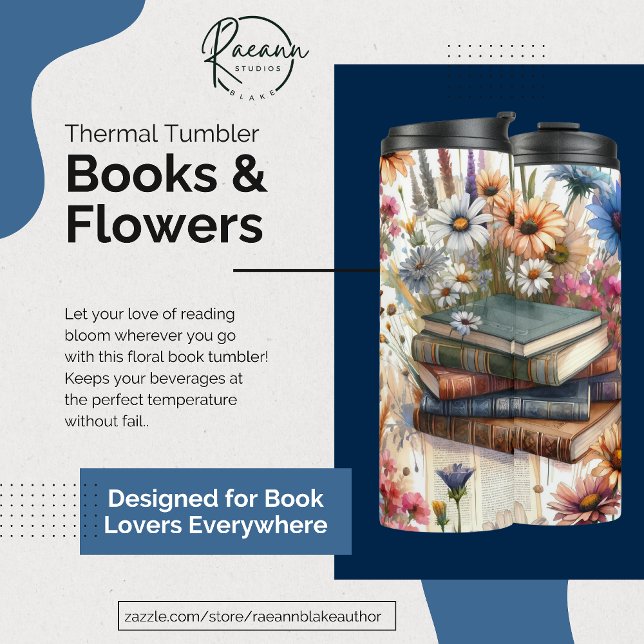 Garrafa Térmica Copo Térmico Livros e Flores (Criador carregado)