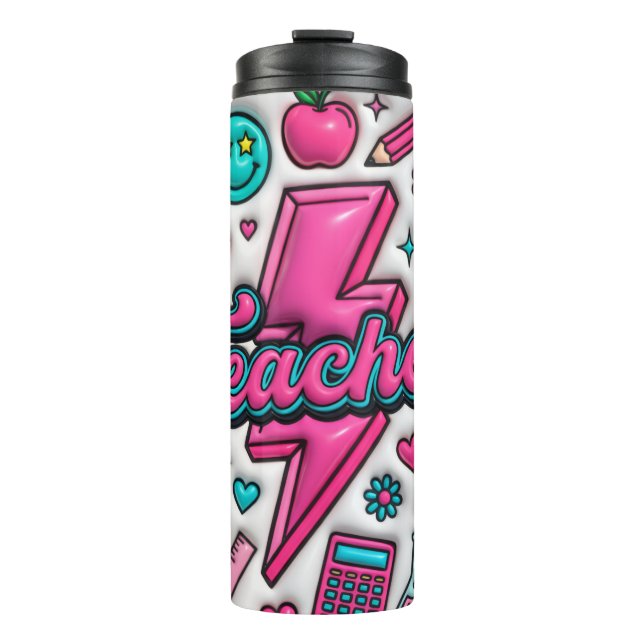 Garrafa Térmica Copo Térmico Retro 3D Puffy Teacher 475ml (Frente)