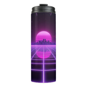 Garrafa Térmica Copo Térmico Retro Neon Synthwave Infinity Grid