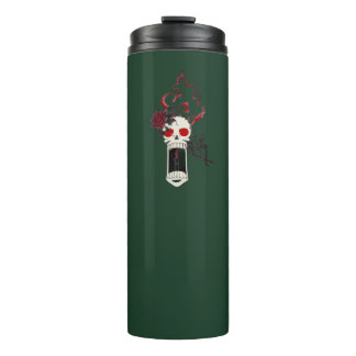 Garrafa Térmica Copo Térmico Rosa Candle Skull Gótico Berrante