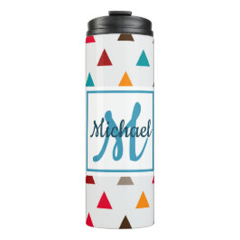 Garrafa Térmica Copo Térmico - Triângulos de Monograma Personaliza