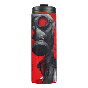 Garrafa Térmica Copo Térmico Vermelho Preto Polka de Lixo Máscara