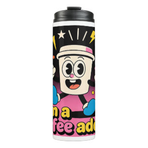 Garrafa Térmica Copo Térmico Viciado em Café Retro - Desenho Anima