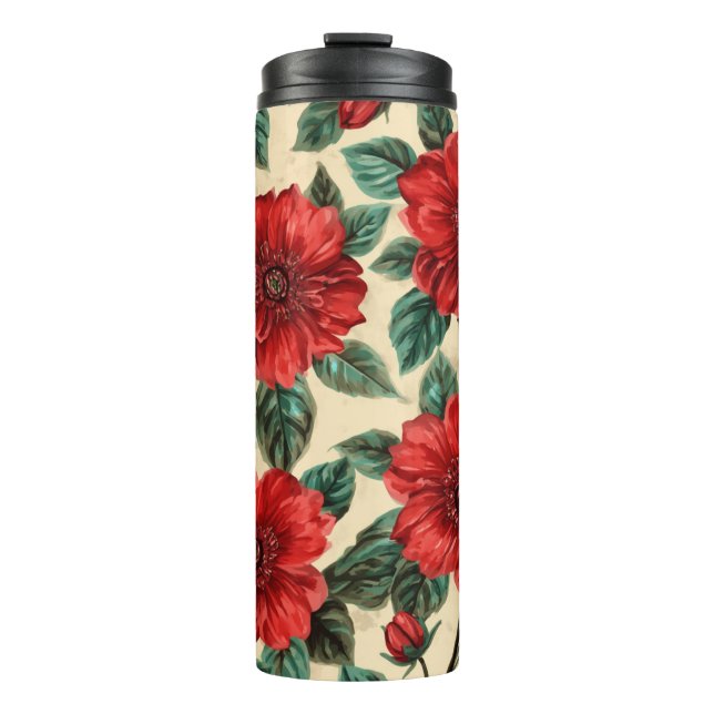 Garrafa Térmica Copos Térmicos com Padrão Floral (Frente)