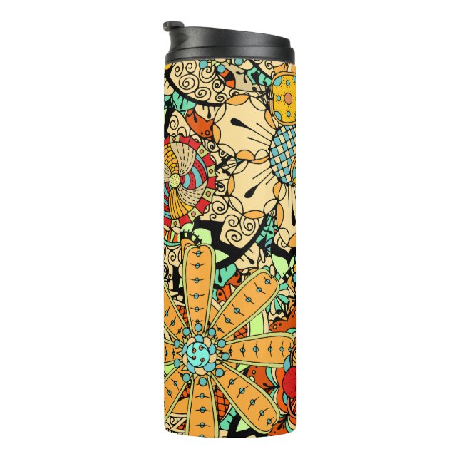 Garrafa Térmica Copos Térmicos com Padrão Floral (Rotação à direita)
