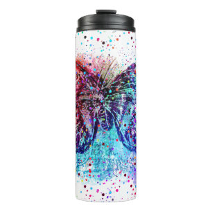 Garrafa Térmica copos térmicos de borboleta grunge com respingos d