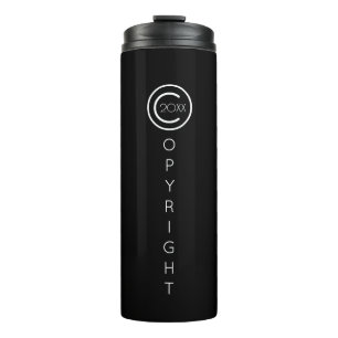 Garrafa Térmica Copyright Moderno Preto Tipográfico