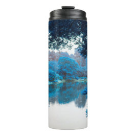 Garrafa Térmica Cor azul legal, natureza única, lago