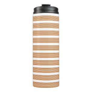 Garrafa Térmica Cor de laranja queimada e padrão de cinco faixas b