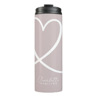 Garrafa Térmica Cor Moderna, Coração Personalizada, Cor-de-rosa-ro