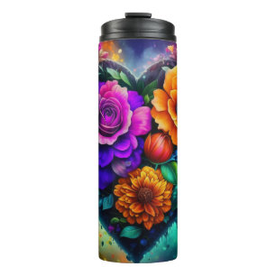 Garrafa Térmica Coração Cheio de Flores Dia dos Namorados