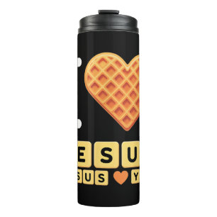 Garrafa Térmica Coração de Waffle Eu Amo Jesus