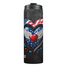 Coração nas cores da bandeira americana.