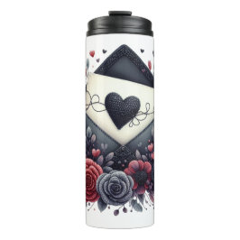 Garrafa Térmica Coração Preto Crochet No Envelope