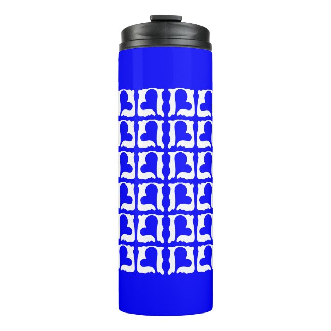 Garrafa Térmica Corações Azul e Branco Elétricos (Frente)