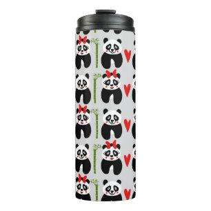 Garrafa Térmica Corações das Pandas Bonitas: Padrão Infantil