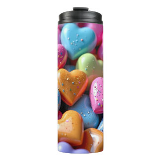 Garrafa Térmica Corações de Amor de Balas Coloridos