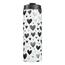 Garrafa Térmica CORAÇÕES DE SÃO VALENTIM DE AMOR Aquarela PRETO PA