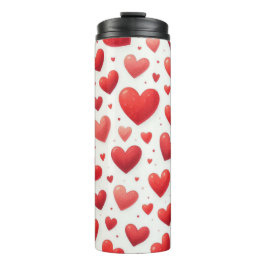 GARRAFA TÉRMICA CORAÇÕES DE SÃO VALENTIM DE AMOR AQUARELA VERMELHA