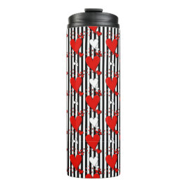 Garrafa Térmica Corações do Namorados Preto Branco Vermelho