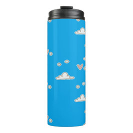 Garrafa Térmica Corações e nuvens em azul