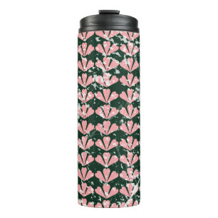 Garrafa Térmica Corações e padrão de flores.